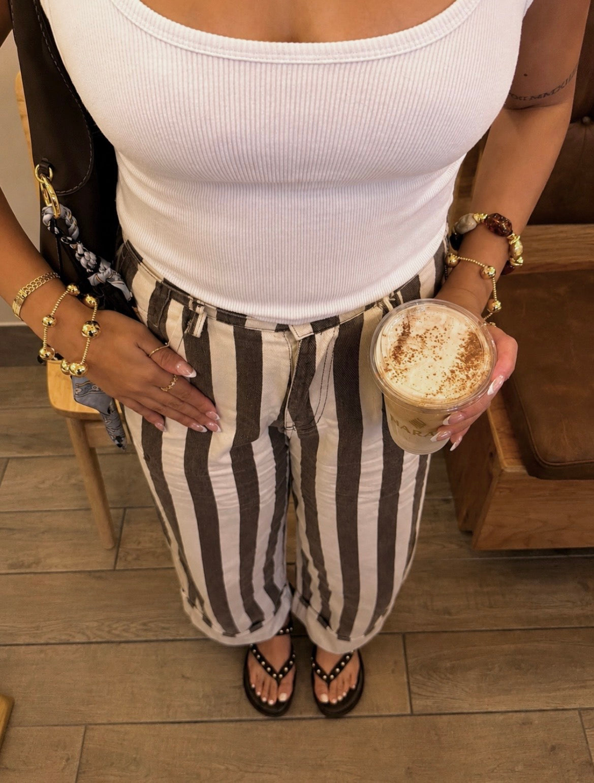 Striped Barrel Jean