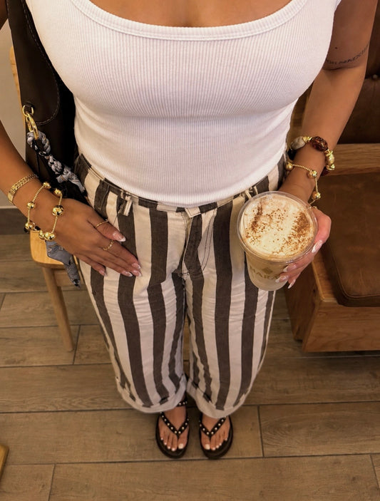 Striped Barrel Jean